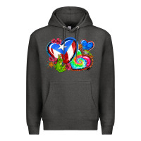 Charcoal Heather western leopard puerto rico hearts Premium Hoodie - AdoDesignShop