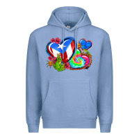 Colony Blue western leopard puerto rico hearts Premium Hoodie - AdoDesignShop