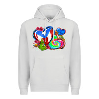 Dove Grey western leopard puerto rico hearts Premium Hoodie - AdoDesignShop