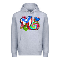 Heather Grey western leopard puerto rico hearts Premium Hoodie - AdoDesignShop