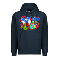 Navy western leopard puerto rico hearts Premium Hoodie - AdoDesignShop