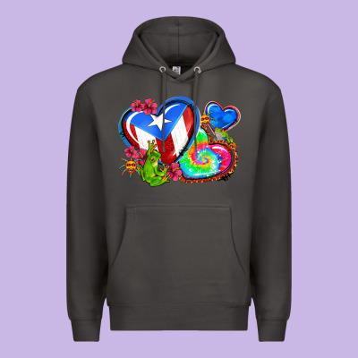 Western Leopard Puerto Rico Hearts Premium Hoodie Designed By Adodesignshop