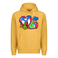 Mustard western leopard puerto rico hearts Premium Hoodie - AdoDesignShop