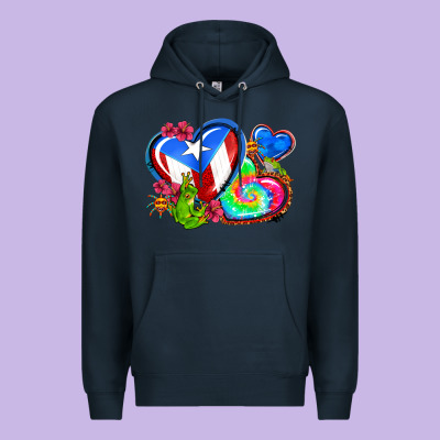 Western Leopard Puerto Rico Hearts Premium Hoodie Designed By Adodesignshop