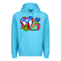 Ocean Blue western leopard puerto rico hearts Premium Hoodie - AdoDesignShop