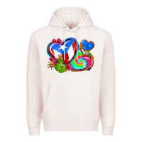 Pale Pink western leopard puerto rico hearts Premium Hoodie - AdoDesignShop