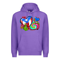 Purple western leopard puerto rico hearts Premium Hoodie - AdoDesignShop
