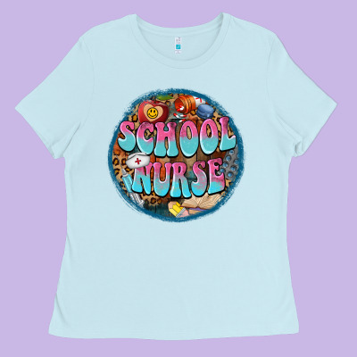 Western Groovy School Nurse Ladies Tee Designed By Barkaloodesign