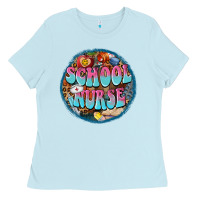 Baby Blue western groovy school nurse Ladies Tee - BarkalooDesign