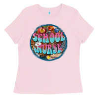 Bubblegum Pink western groovy school nurse Ladies Tee - BarkalooDesign