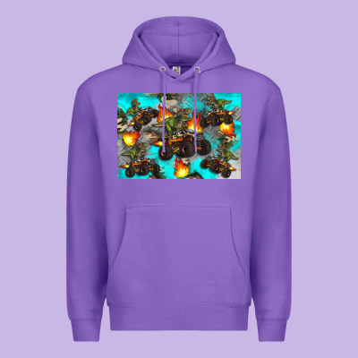 Dinosaur Monster Truck Premium Hoodie Designed By Artiststas