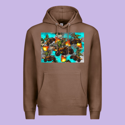 Dinosaur Monster Truck Premium Hoodie Designed By Artiststas