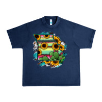 Navy Missouri Map Sunflower Cactus Serape Urban Heavy Tee - RanaPortraitStore