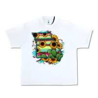White Missouri Map Sunflower Cactus Serape Urban Heavy Tee - RanaPortraitStore