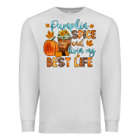 Dove Grey pumpkin spice and livin  my best life Premium Sweatshirt - Zillion Design Studio