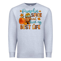 Heather Grey pumpkin spice and livin  my best life Premium Sweatshirt - Zillion Design Studio