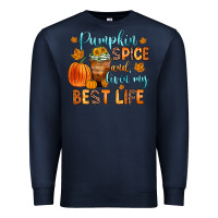 Navy pumpkin spice and livin  my best life Premium Sweatshirt - Zillion Design Studio