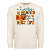 Sandshell pumpkin spice and livin  my best life Premium Sweatshirt - Zillion Design Studio