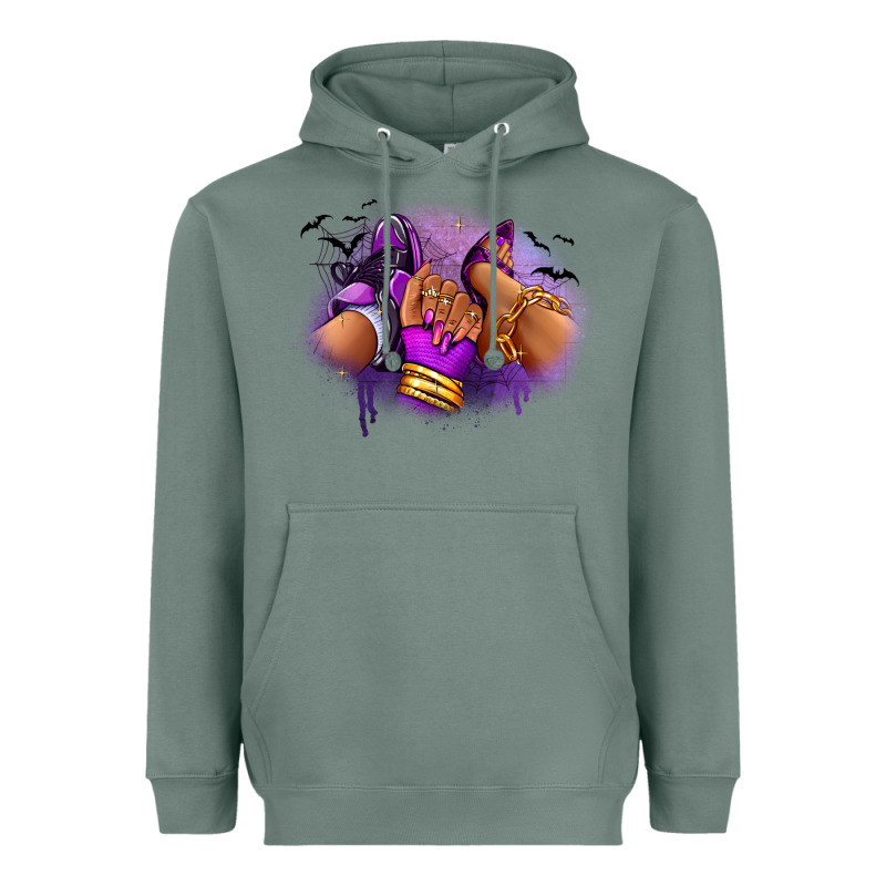 Halloween Sneaker And Heel Afro Woman Heavyweight Hoodie by RanaPortraitStore | Teevron