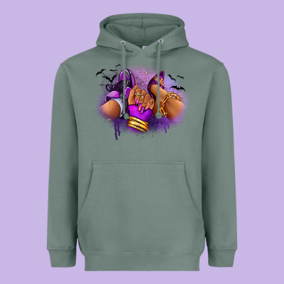 Heavyweight Hoodie Halloween sneaker and heel afro woman