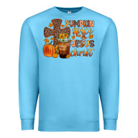 Ocean Blue pumpkin spice and jesus christ Premium Sweatshirt - Zillion Design Studio