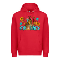 Red teaching my tribe Premium Hoodie - BundleAndBundleShop