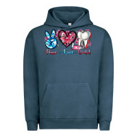 Pigment Midnight Navy peace love dental Urban Hoodie - AdoDesignShop
