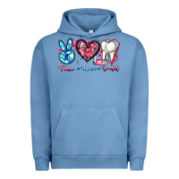 Pigment Pebble Blue peace love dental Urban Hoodie - AdoDesignShop