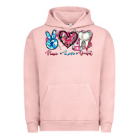 Pigment Salmon peace love dental Urban Hoodie - AdoDesignShop