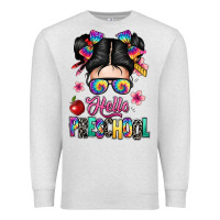 Oatmeal Heather hello preschool kid Premium Sweatshirt - texasbilliewilder
