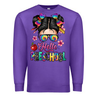 Purple hello preschool kid Premium Sweatshirt - texasbilliewilder