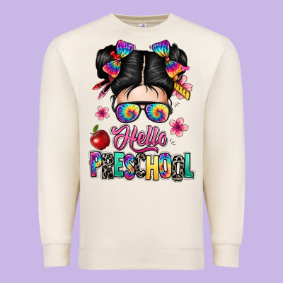 Hello Preschool Kid Premium Sweatshirt Designed By Texasbilliewilder