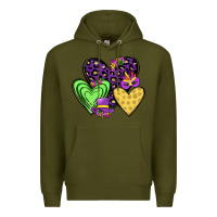 Army Green hearts mardi gras Premium Hoodie - JahusDesignShop