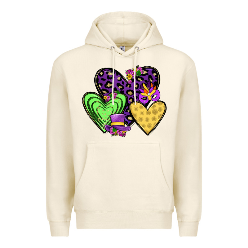 Hearts Mardi Gras Premium Hoodie by JahusDesignShop | Teevron