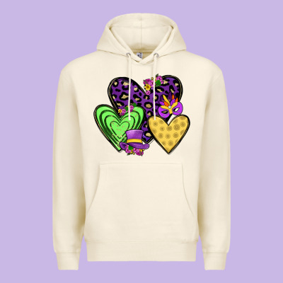 Hearts Mardi Gras Premium Hoodie Designed By Jahusdesignshop