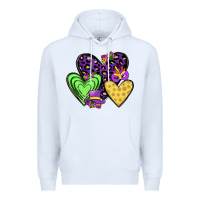 White hearts mardi gras Premium Hoodie - JahusDesignShop