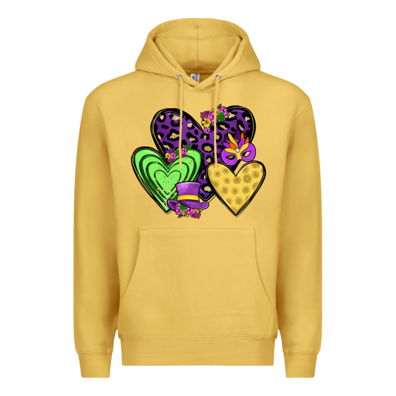 Hearts Mardi Gras Premium Hoodie by JahusDesignShop | Teevron