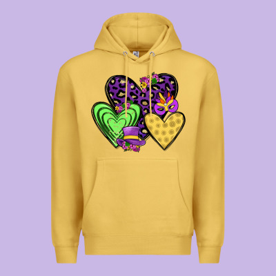 Hearts Mardi Gras Premium Hoodie Designed By Jahusdesignshop