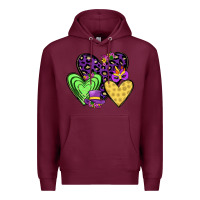 Burgundy hearts mardi gras Premium Hoodie - JahusDesignShop