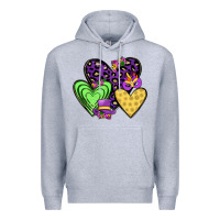 Heather Grey hearts mardi gras Premium Hoodie - JahusDesignShop