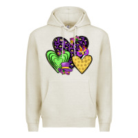 Oatmeal Heather hearts mardi gras Premium Hoodie - JahusDesignShop
