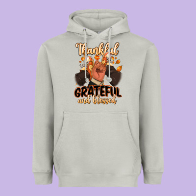 Heavyweight Hoodie Thankful grateful and Blessed black man sneakers