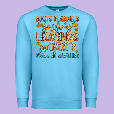 Boots Flannels Bonfires Leggins Football Premium Sweatshirt Designed By Zillion Design Studio