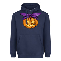 Navy Jack O' Lantern Halloween Pumpkin Heavyweight Hoodie - RanaPortraitStore