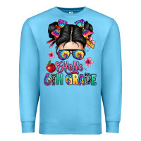 Ocean Blue hello sixth grade kid Premium Sweatshirt - texasbilliewilder
