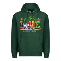 Sports Green love dominican republic Premium Hoodie - AdoDesignShop