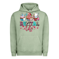 Pigment Oil Green dental life with cupcakes Urban Hoodie - AdoDesignShop
