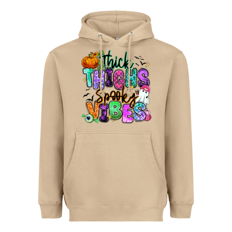 Thick Thighs Spooky Vibes Heavyweight Hoodie by RanaPortraitStore | Teevron