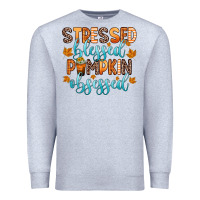 Heather Grey stressed blessed pumpkin obsessed Premium Sweatshirt - Zillion Design Studio