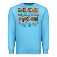 Ocean Blue stressed blessed pumpkin obsessed Premium Sweatshirt - Zillion Design Studio